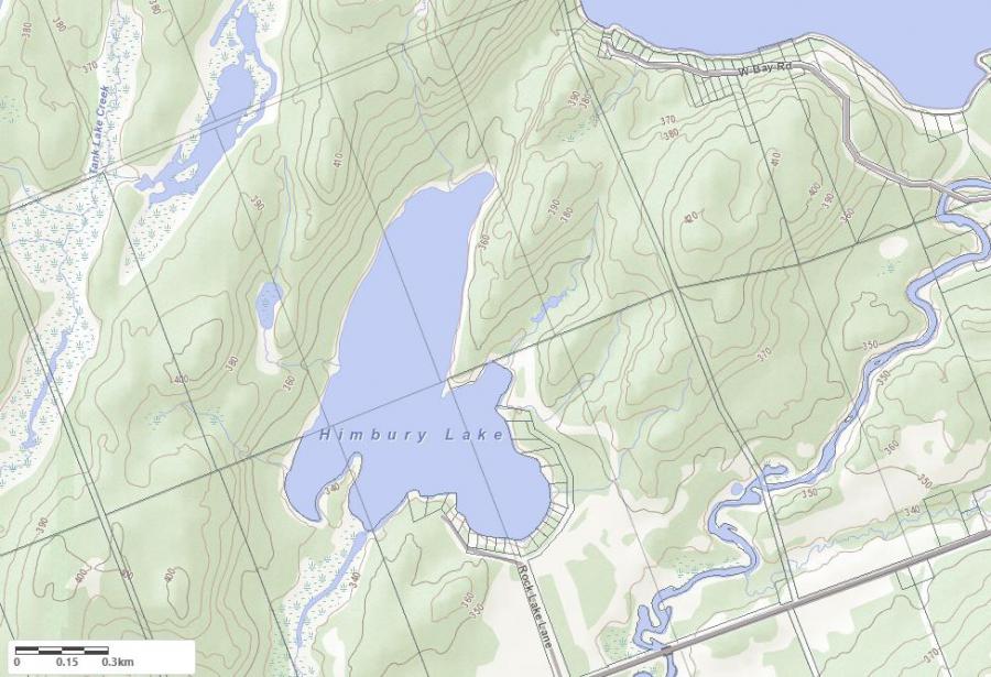 Topographical Map of Himbury Lake in Municipality of Kearney and the District of Parry Sound